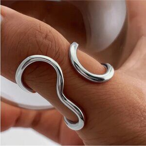 New! Zara Silver Abstract Ring (One Size) NWOT